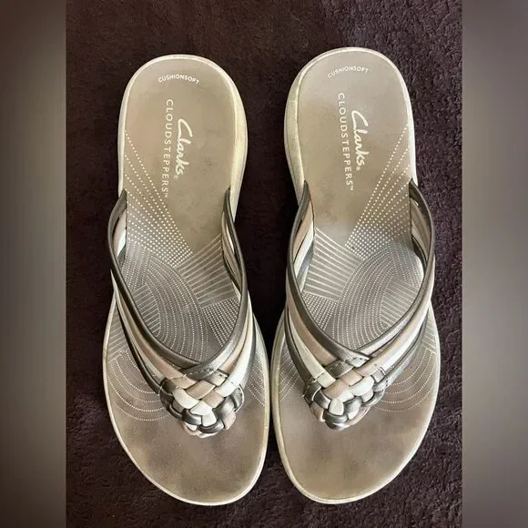 Clarks Cloudsteppers Sandal Metallic Multi Color Women Size 7 - Picture 2 of 7